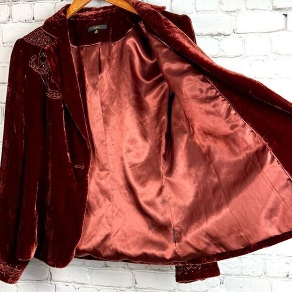 Reba 2 Piece Set: Wine Colored Velvet Sequin Top & Jacket Set Sz 6/8 - Picture 14 of 16